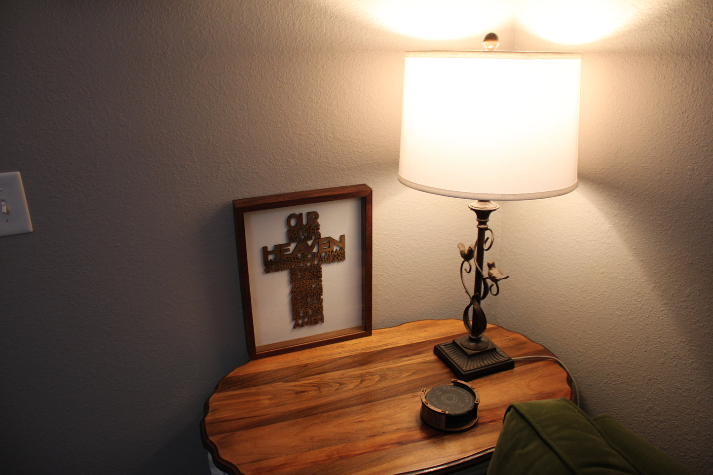đ Beautiful Wooden Lordâs Prayer Cross in 2" shadowbox â Christian Home Decor