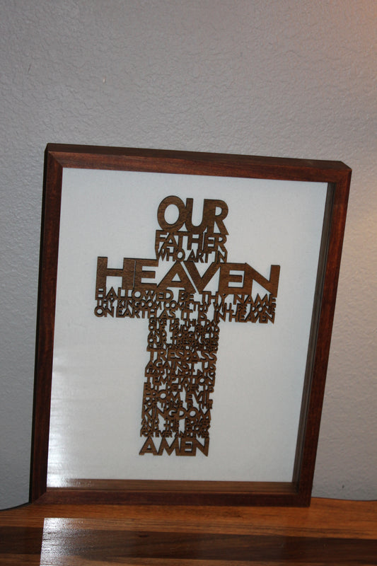 🙏 Beautiful Wooden Lord’s Prayer Cross in 2" shadowbox – Christian Home Decor