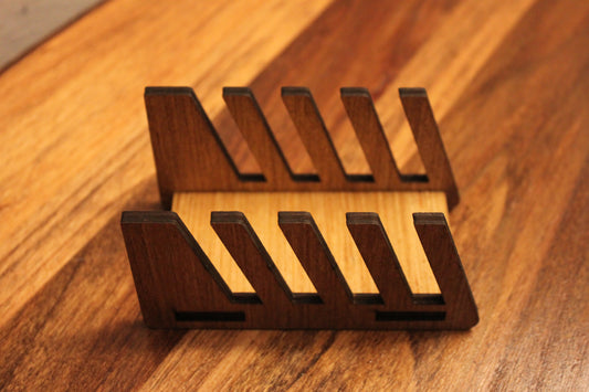 🍄 Happy Mushroom Slate Coaster - Set of 4 with Laser Engraved with Wooden Display Holder.