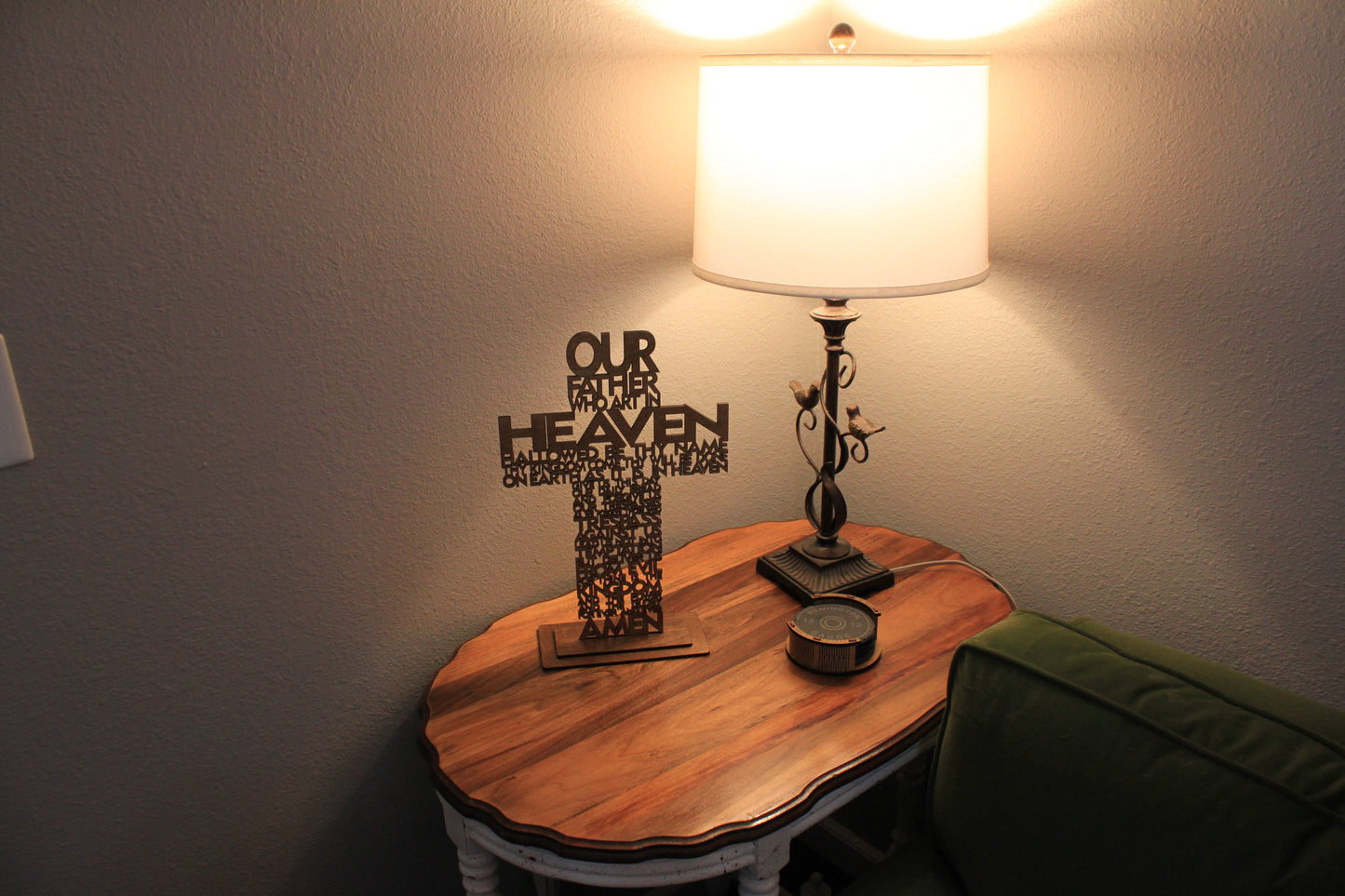 🙏 Beautiful Wooden Lord’s Prayer Cross on Base – Large - Christian Home Decor