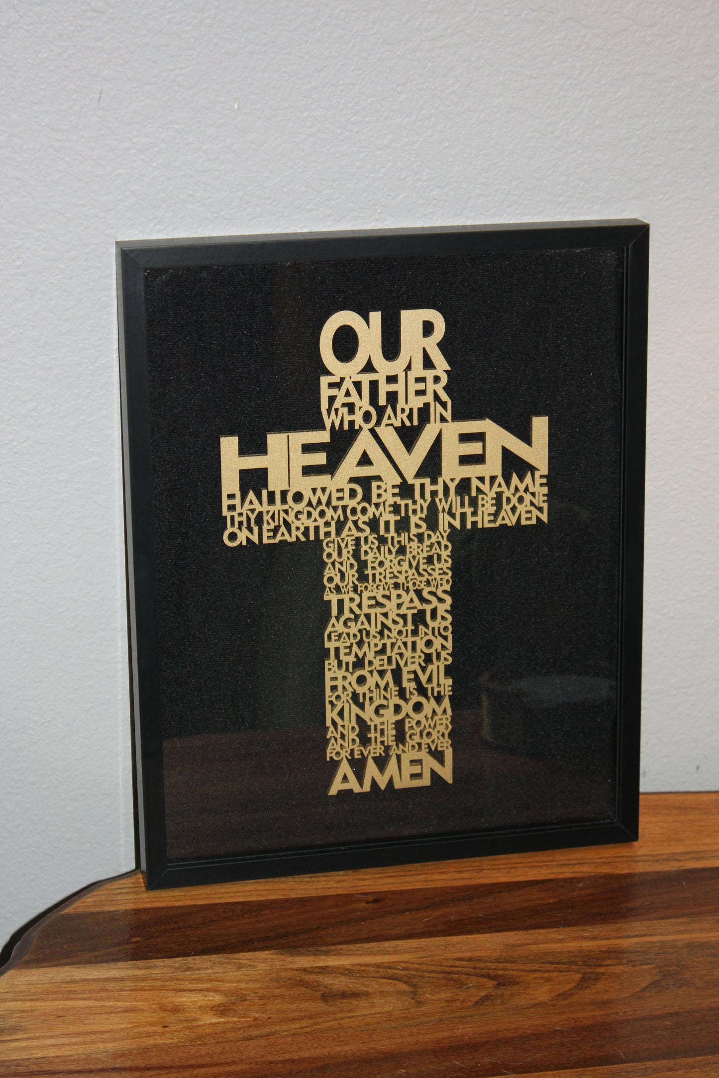 🙏 Beautiful Wooden Lord’s Prayer Cross in 1" shadowbox – Christian Home Decor