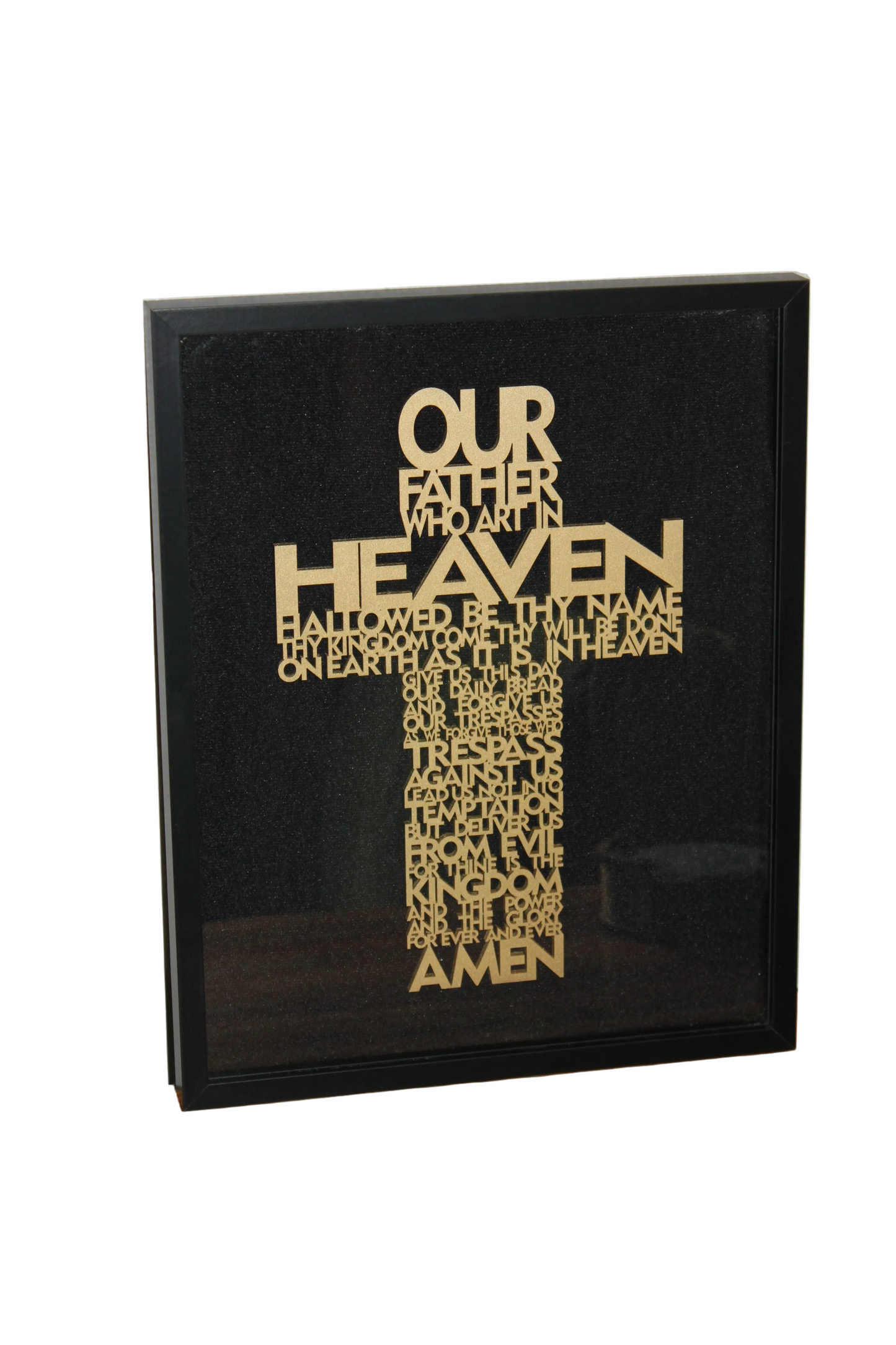 🙏 Beautiful Wooden Lord’s Prayer Cross in 1" shadowbox – Christian Home Decor