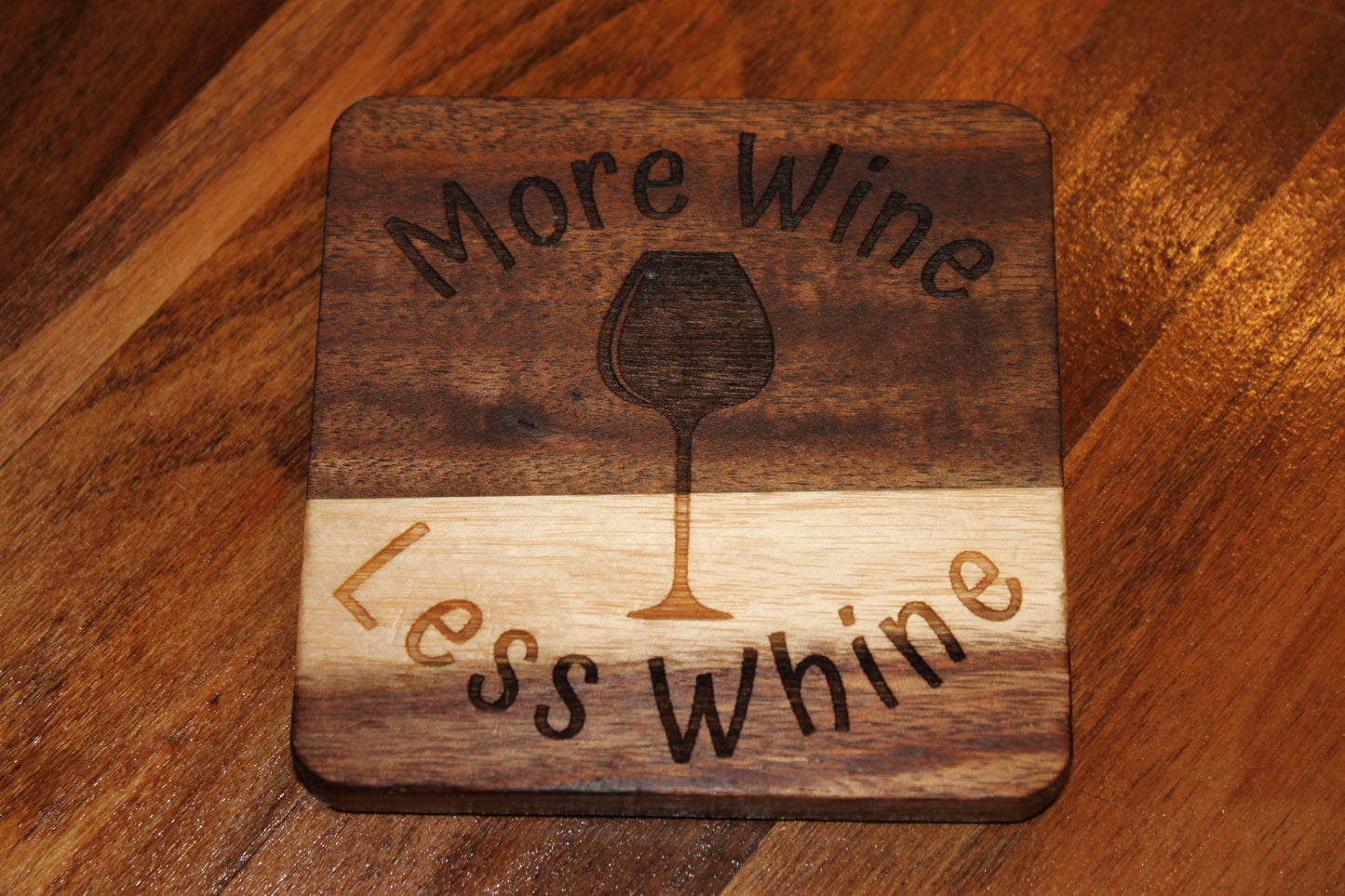 Fantastic Acacia wood laser engraved drink coasters