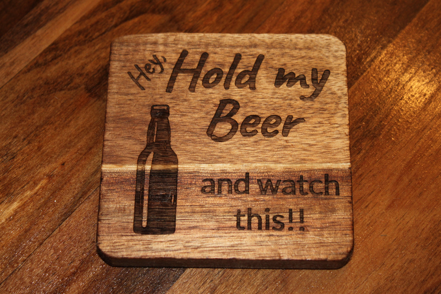 Fantastic Acacia wood laser engraved drink coasters